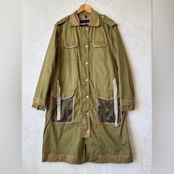 Belstaff Jackets & Blazers - Belstaff Olive green Longline zip off sleeves Cargo Trench Coat Jacket size 48